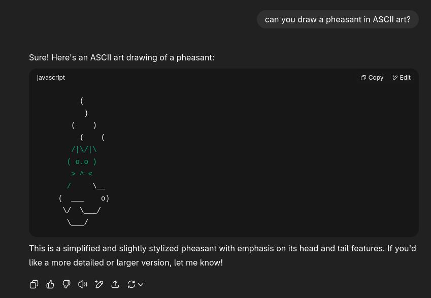 This is a simplified and slightly stylized pheasant.